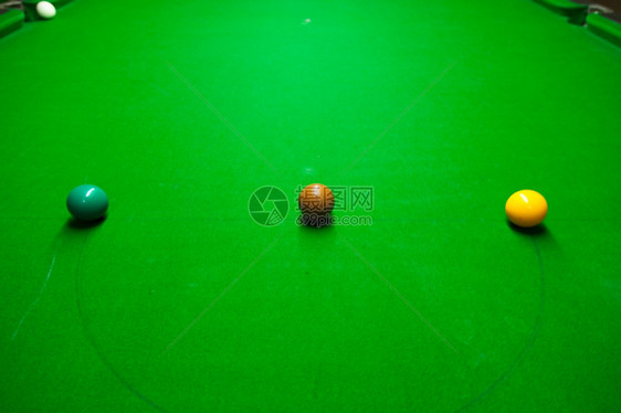 目的蓝色准备开始播放匹配颜色的和位置彩牌局Snookerballsonatable领域图片