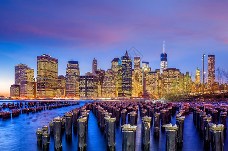 曼哈顿天际日落纽约市港口哈德逊办公室图片