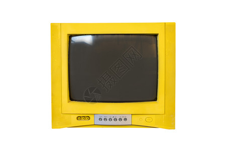 调谐器80年代的旧电视在白色背景上被孤立按钮渠道图片