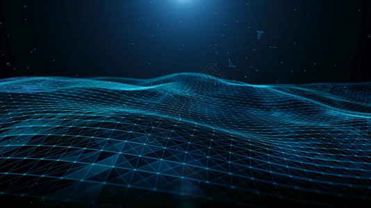 插图蓝色数字抽象粒子线和点连接波流数字据网络连接用于技术数字通信或社交媒体链接的数码据网络未来背景概念StephyBlue几何的背景图片