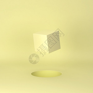 最小场景3d插图中的圆洞圈黄色粉彩图片