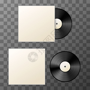 以透明背景为封面的空白黑乙烯盘装配有封面的空白黑纸盘装配岩石板标签背景图片