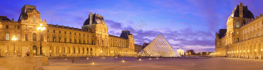 黄昏的卢浮宫美丽全景欧洲图片