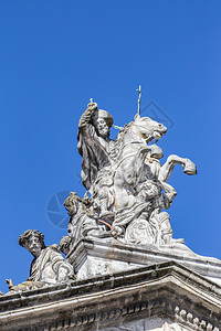 遗产卡米诺晴天圣地亚哥马术雕像圣詹姆斯地亚哥雕塑拉索伊宫圣地亚哥德孔波斯特拉大教堂图片