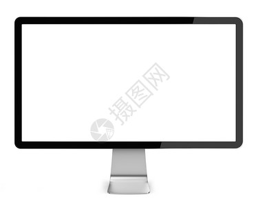 简单的视频白色背景上带有独特设计3d插图的简单空白显示器图片