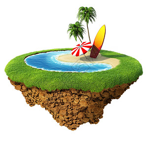 旅行假日馆温泉度假村设计小行星的表面价值概念小岛地球收集伞采取棕榈树图片