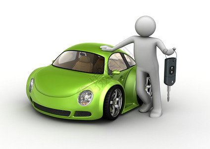 吉特戏仿伪造的白色背景系列新绿汽车3D分离的白色底片微机器图片