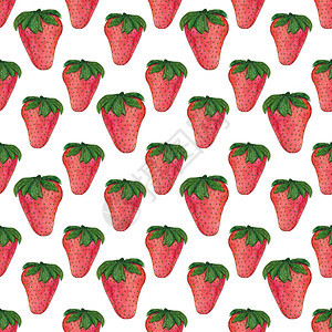 水彩草莓图案无缝纹理水彩草莓图案无缝纹理打印植物有机的图片