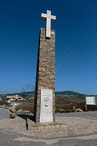欧洲西点CabodaRoca的纪念碑葡萄牙蓝色的户外旅游图片