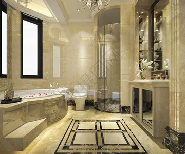 屋3D提供现代经典洗手间豪华瓷砖装饰灯当代的图片