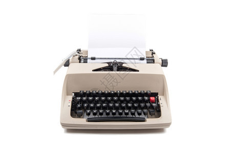写便携的打字机用白纸隔开的页打字机过时的图片