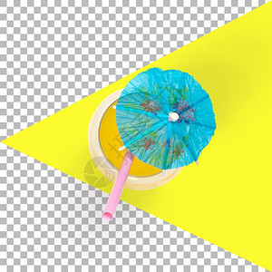 柠檬绿色太阳蓝雨伞的顶端独立鸡尾酒图片
