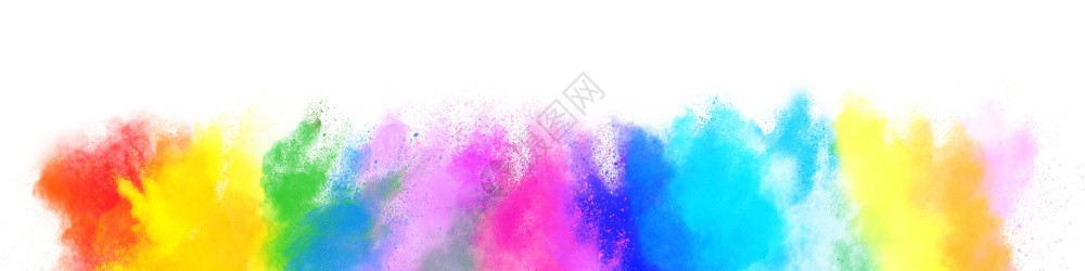 飞溅灰尘白色背景上爆炸的多彩色粉末冻结运动HoliIndian节Holi涂料浇注图片