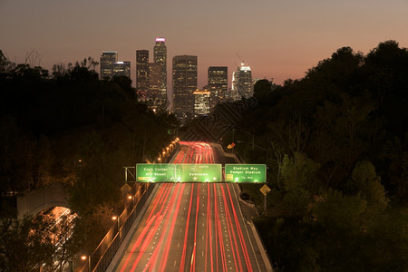 商业运动旅游洛杉矶日落高速公路交通天线图片