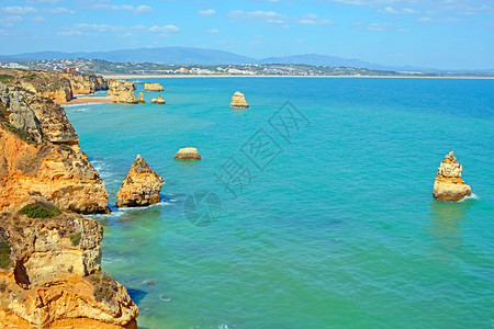海岸石窟葡萄牙阿尔加夫拉各斯的普亚德科阿纳自然岩石洞穴图片