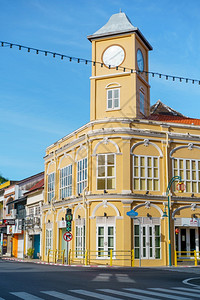 装饰风格在泰国普吉老城区PhuketOldTown普吉古城建中葡萄牙筑传统的学图片