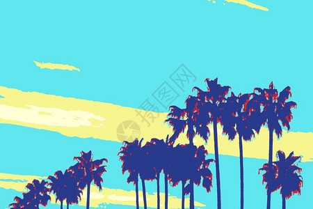 热带手掌流行音乐艺术海报风格中的棕榈树图片
