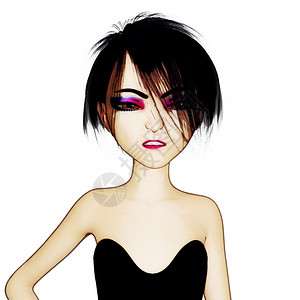3D漫画女孩的数字说明白色日本动画片化妆品图片