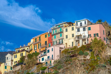 Corniglia欧洲辛克特尔意大利CinqueTerre欧洲地中海山脉多彩的城市风景假期颜色建造图片