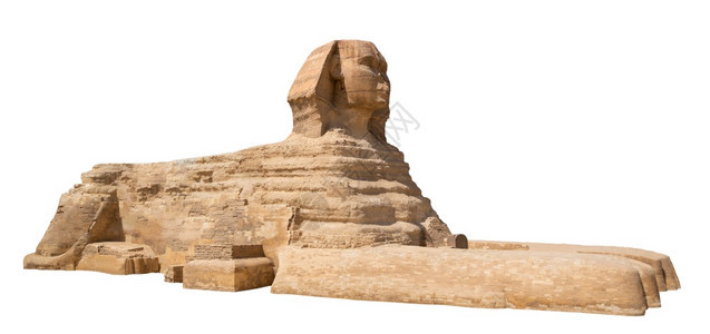 雕塑传统的大爱吉普提人sphinx孤立在白色背景上小路图片