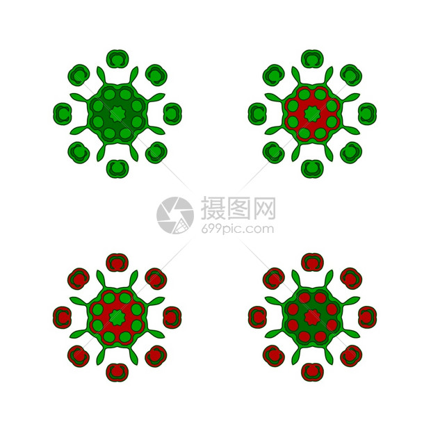 绿色标识设置白背景上的Covid19Corona概念设计标志学图片
