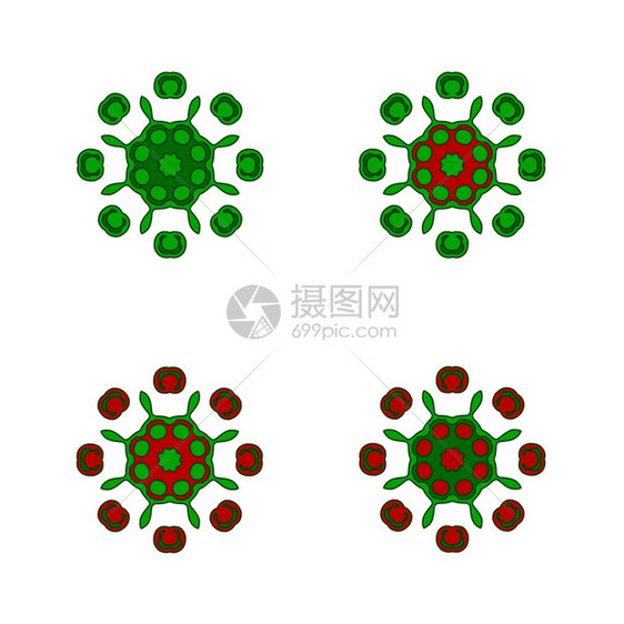 绿色标识设置白背景上的Covid19Corona概念设计标志学图片