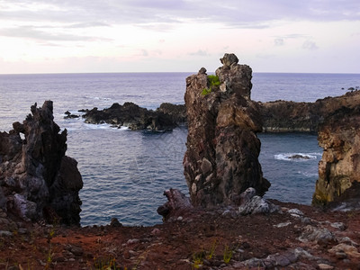 复活节岛海岸线复活节岛海岸岩石和洋复活节岛岸岩石洋阿库滩景观图片