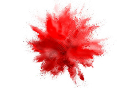 抽烟白背景的红色粉末爆炸彩云多的灰尘爆炸喷图片