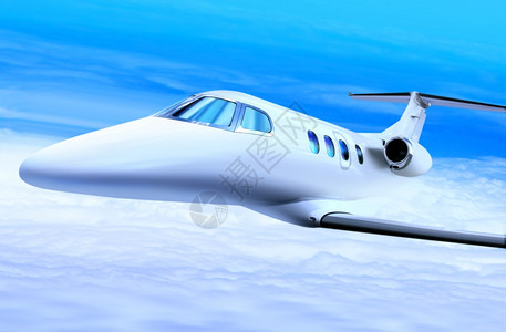 痕迹超音速蓝色天空中的白私人喷气式飞机取消图片