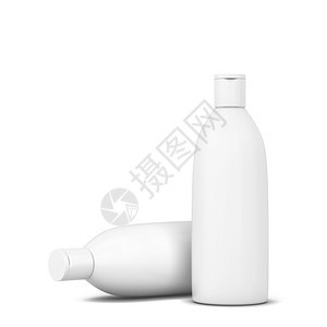 化妆品包装白色背景上隔离的洗发水或凝胶瓶3d插图脸目的或者图片