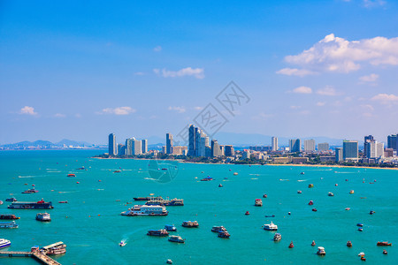 芭堤雅帕塔亚湾泰国琼布里康旅游海滩和度假的高角视图太阳景观图片