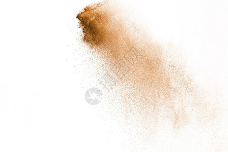 丰富多彩的白色背景孤立褐粉末爆炸破白色的图片