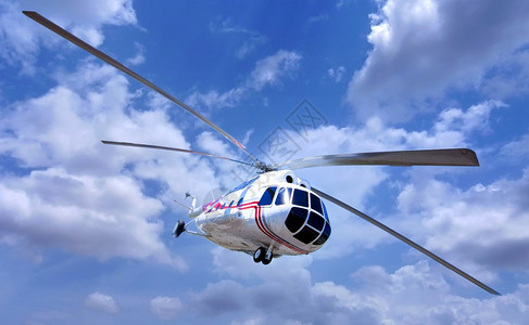 机器飞蓝天中的直升与云彩选择聚焦蓝天中的直升机与云彩选择聚焦飞行图片