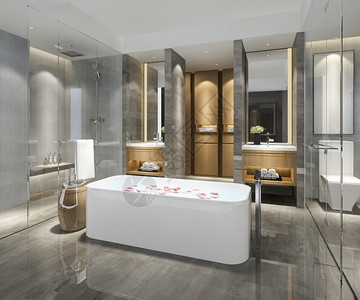 屋镜子当代的3d提供现代厕所配有豪华瓷砖装饰图片