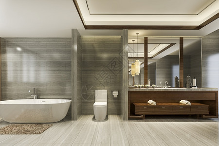 3d提供现代厕所配有豪华瓷砖装饰酒店风格肥皂图片