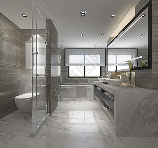 阁楼镜子3d提供现代厕所配有豪华瓷砖装饰酒店图片
