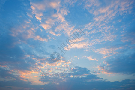 蓝色天空背景纹理白云日落橙晴天空气图片