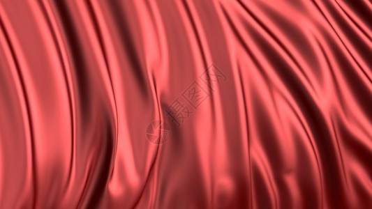 红色丝绸的3D交接织物在风中顺利发展浪通过织物传播艺术颜色布料图片