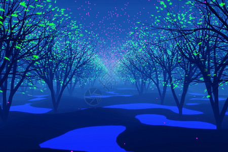 插图天空抽象外星人风景发光森林3D渲染抽象外星人风景发光森林图片