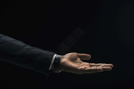 握手蓝色的黑手商人图片