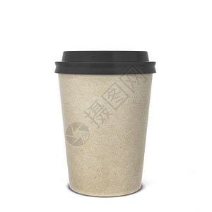 空白纸咖啡杯模拟了白色背景上孤立的三维插图纸板拿铁浓咖啡图片