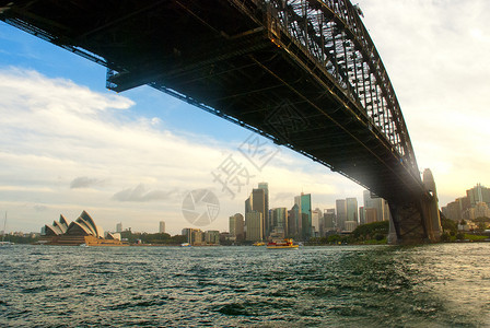 水假期摩天大楼澳利亚悉尼港桥下的远景规划澳大利亚悉尼图片