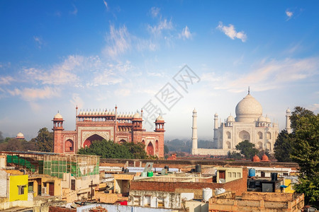 印度TajMahal印度街道世界吸引力背景图片