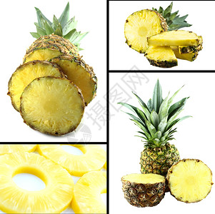 柠檬海报食物水果健康和有机食品一套新鲜成熟的菠萝食谱背景