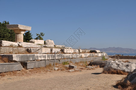 自然建筑学希腊科斯波克拉底人造的古老医院阿斯克莱皮尼奥的历史废墟遗迹图片