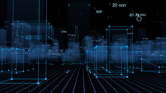 3D从网络空间和信息存储中的数据向抽象技术数字城市展示信息空间存储中的抽象技术活力建造矩阵图片