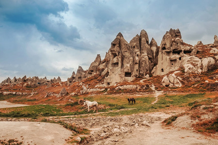 老的结石土耳其卡帕多西亚内夫谢希尔省戈雷梅仙子烟囱景观国民图片