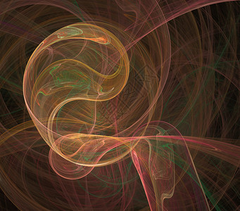 分形抽象一个闪光中心周围环绕着螺旋和波浪棕色阴影黑背景粉碎形抽象A围绕螺旋和波的发光中心艺术大约品图片