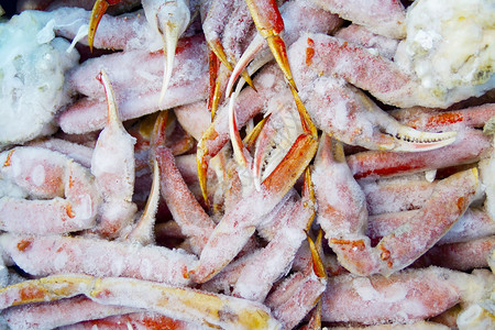 海鲜龙虾冷冻螃蟹的皮质背景布料美味的图片