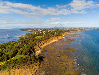 码头美丽户外澳大利亚西港湾维多斯的Corinalla定居点悬崖空中观察图澳大利亚西港湾图片